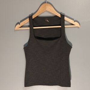 Beyond Yoga Charcoal Gray Ribbed Women's Cropped Athletic Tank Small